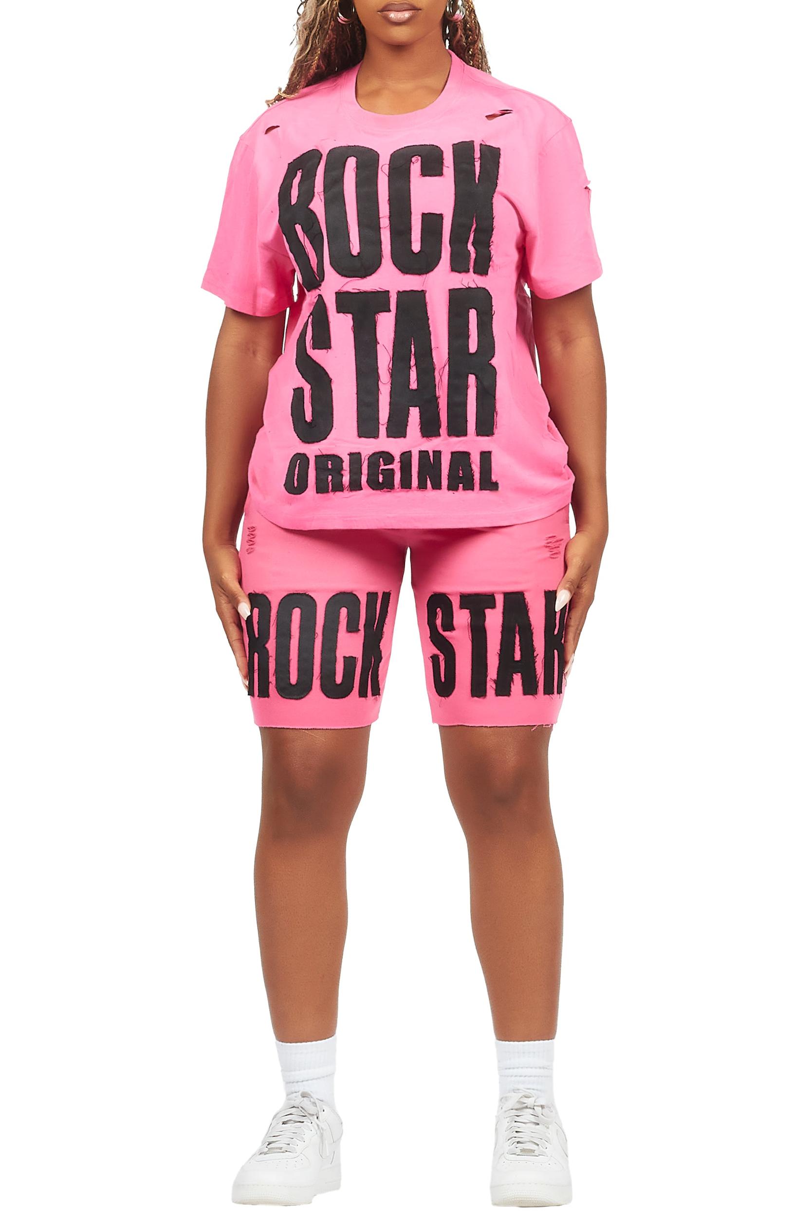 Shantrice Pink/Black T-Shirt Short Set Female Product Image