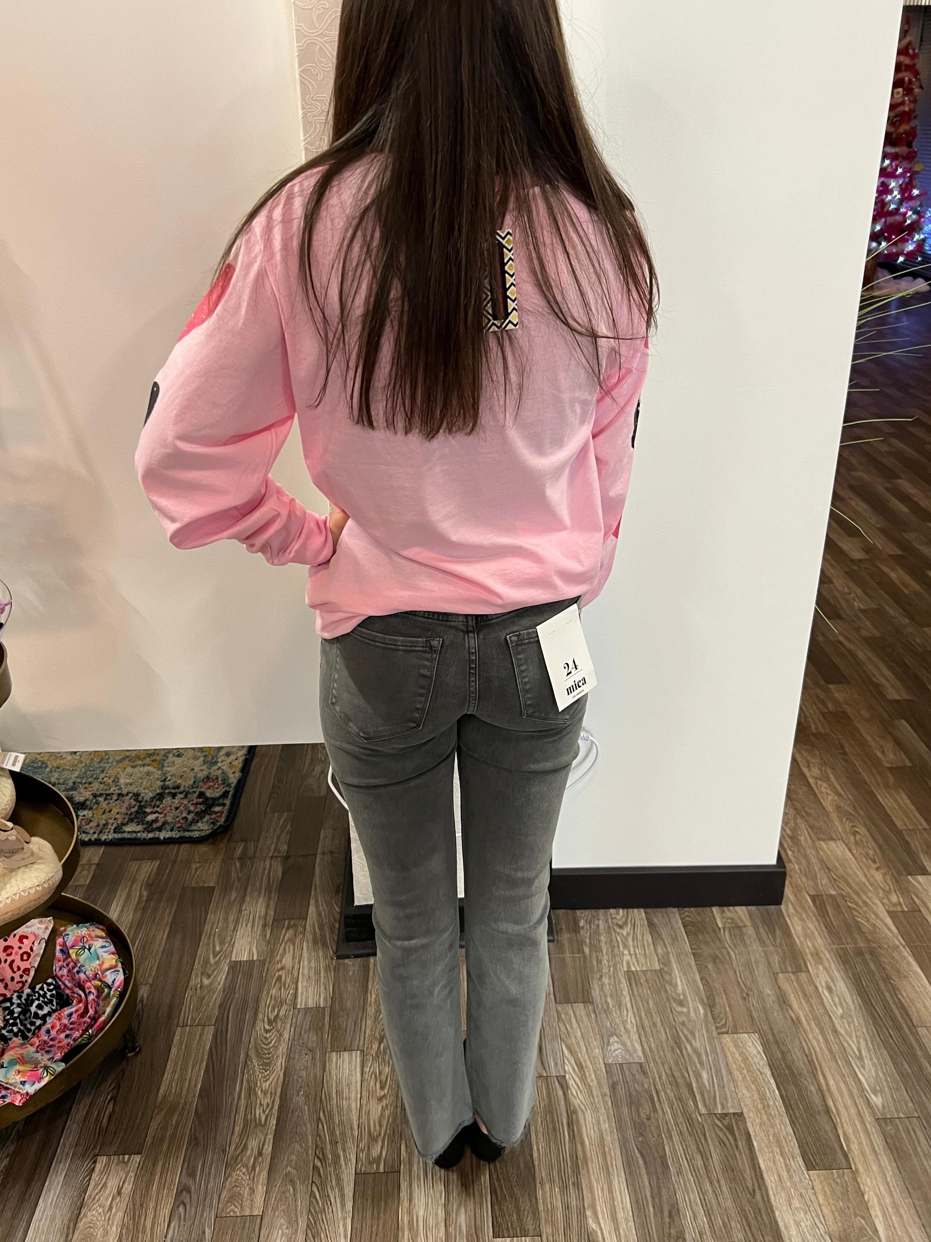 Mica Denim High Rise Straight Leg Vintage Garment Dyed Gunmetal Gray Jeans Product Image