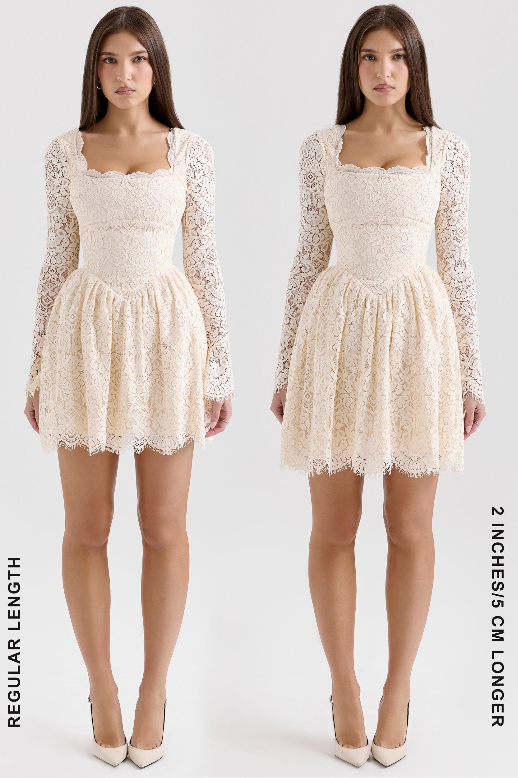 Fae  cream lace long sleeve mini dress - sale Product Image
