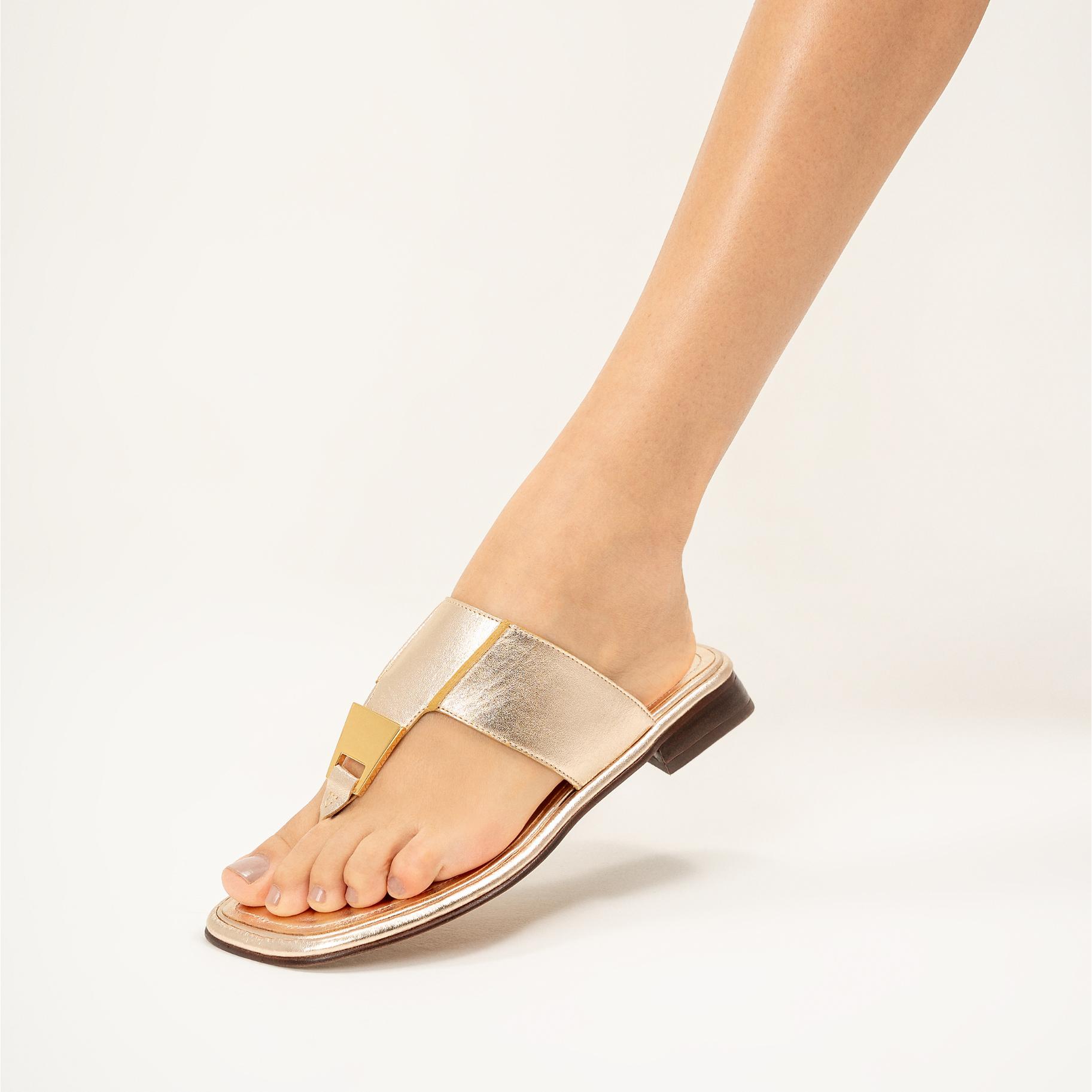 Salma Metallic Leather Flat Sandal Female Product Image