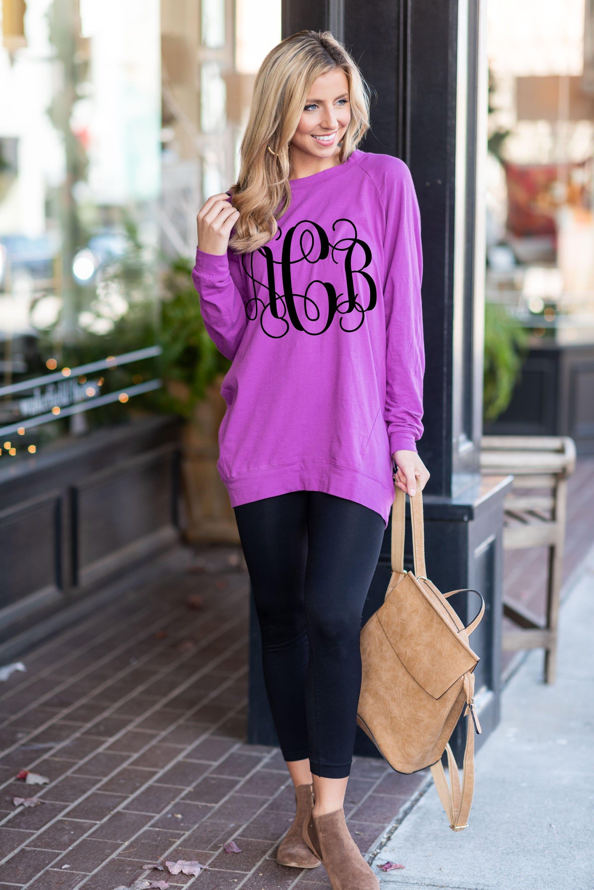 Slouchy Dolman Bodacious Purple Long Sleeve Tunic Female Product Image