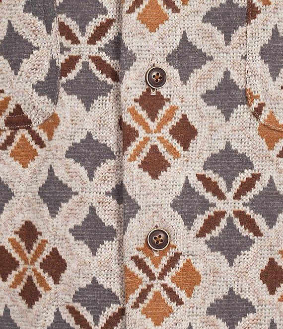 Rowm Long Sleeve Jacquard Multi Geo Print Button Front Shirt Product Image