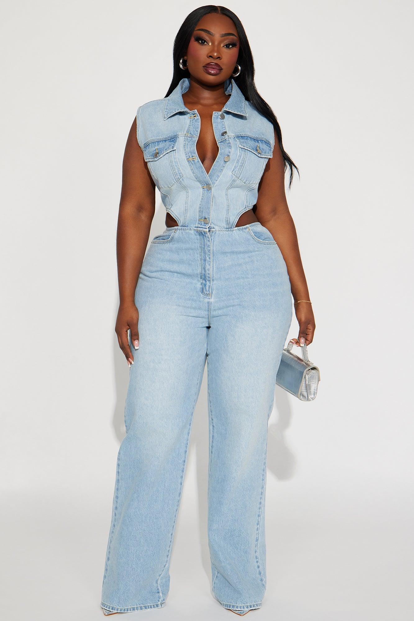 Baylin Denim Jumpsuit - Light Wash Product Image