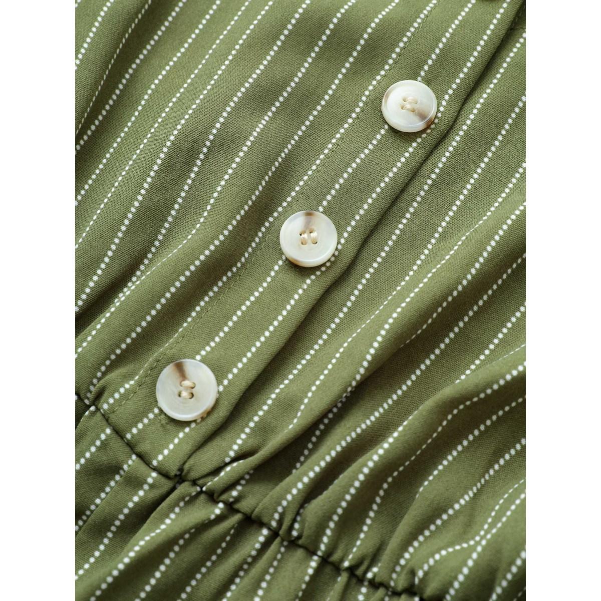 Plus Size Moss Striped Belted Elastic Waist Adjustable Straps Jumpsuit Women Casual Sleeveless Non Everyday Loose Jumpsuits BloomChic 28/5X Product Image