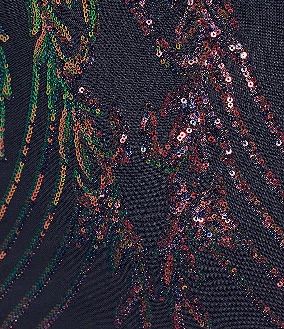 B. Darlin Sweetheart Illusion Lace-Up Back Sequin Pattern Dress Product Image