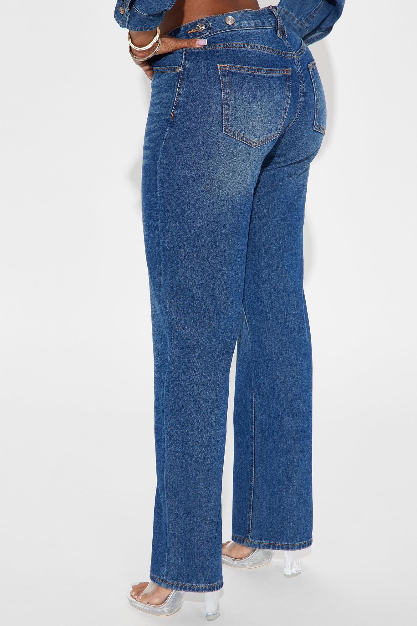 Dani Drop Waist Straight Leg Jeans - Dark Wash Product Image