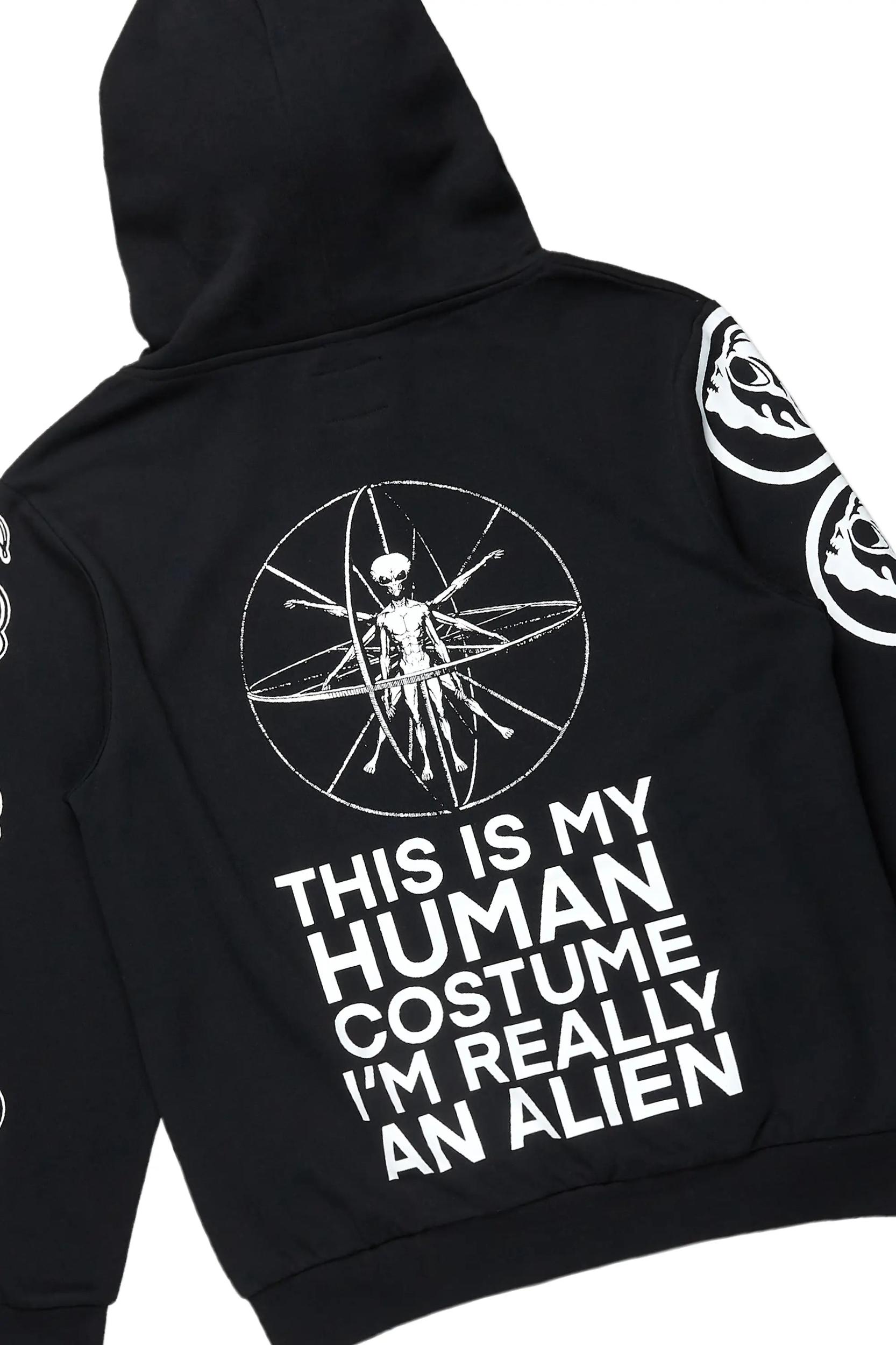 Yarden Black/Red Graphic Hoodie/Stacked Flare Pant Track Set Male Product Image