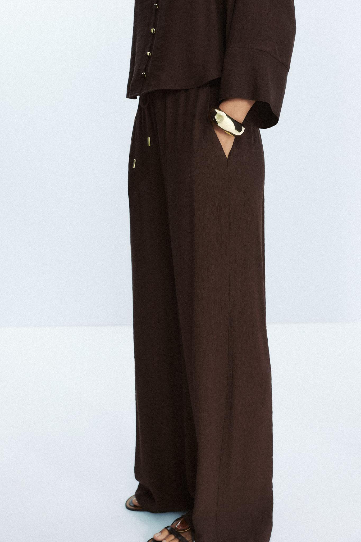 COTTON GAUZE WIDE LEG PANTS Product Image