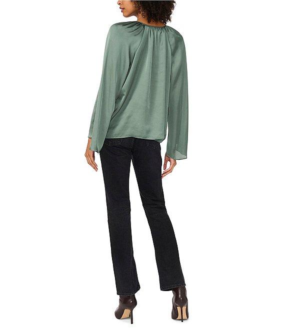 1. STATE Woven V-Neck Long Wide Sleeve Blouse Product Image