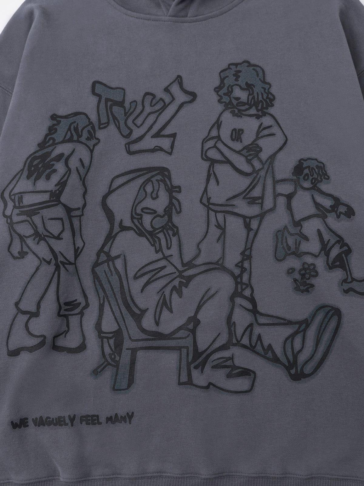 Aelfric Eden Cartoon Line Character Graphic Hoodie Product Image