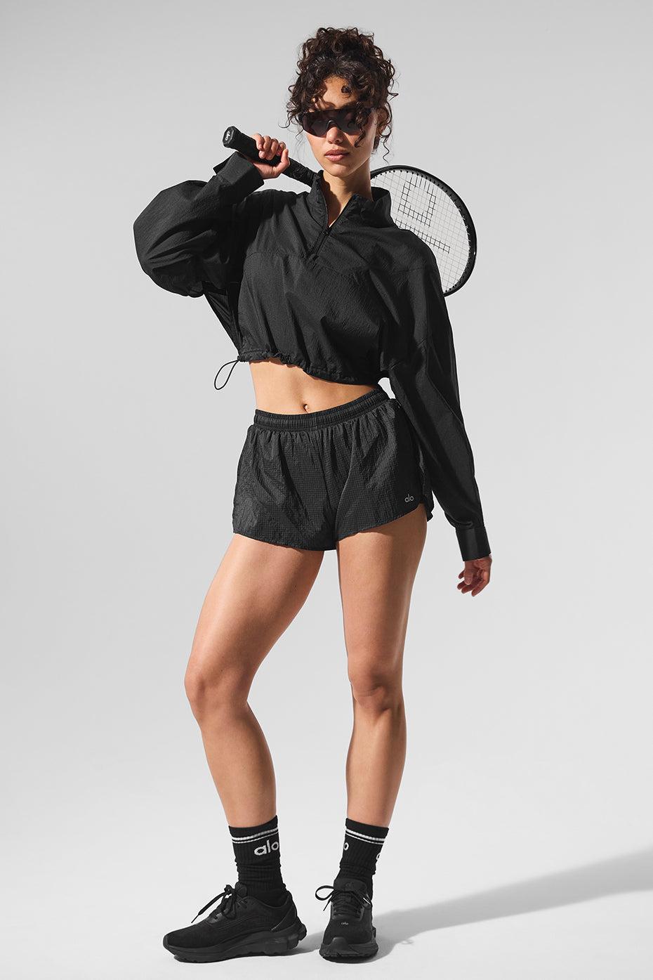 Cropped 1/4 Zip Aerial Pullover - Black Female Product Image