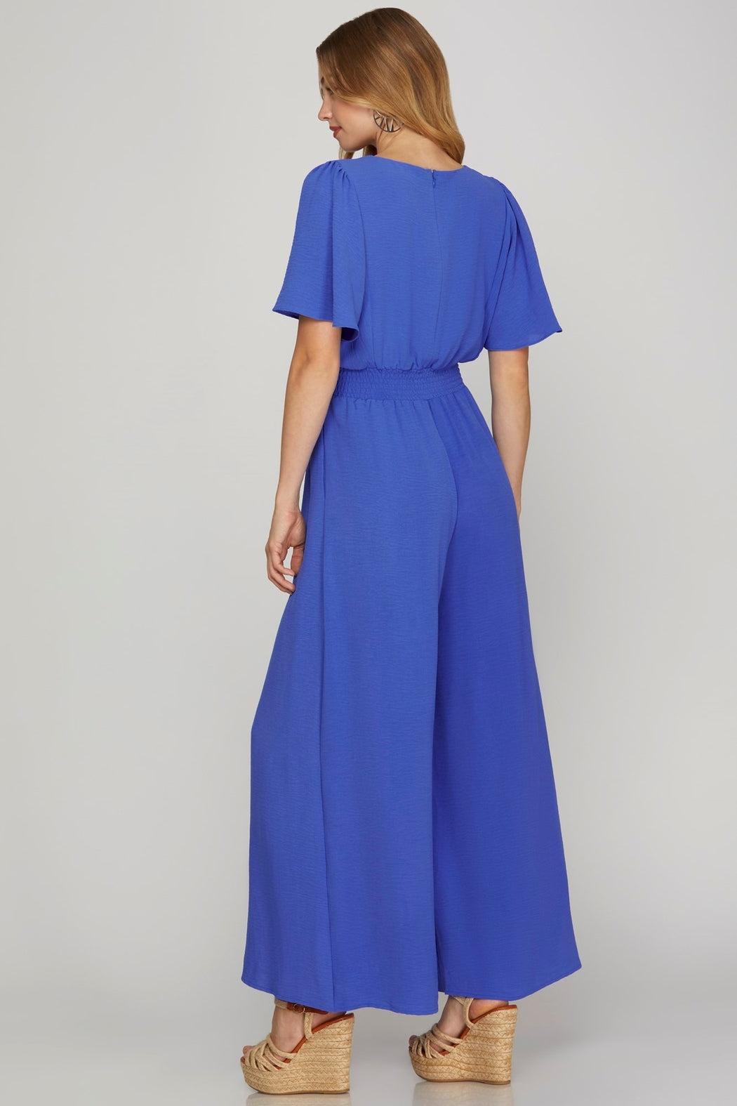 Flounce Sleeve Smock Waist Jumpsuit Product Image