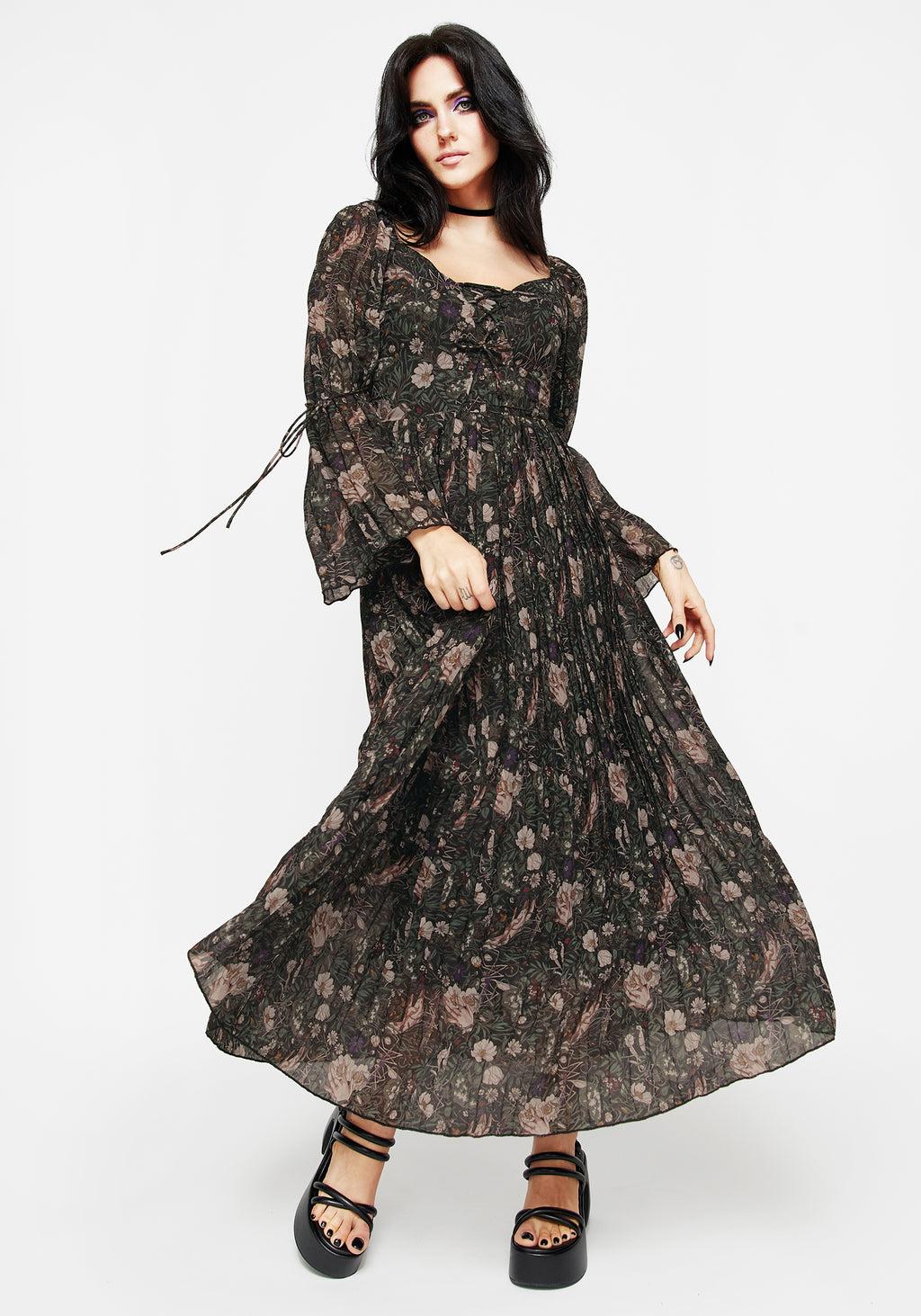 Ophelia Pleated Chiffon Maxi Dress Product Image