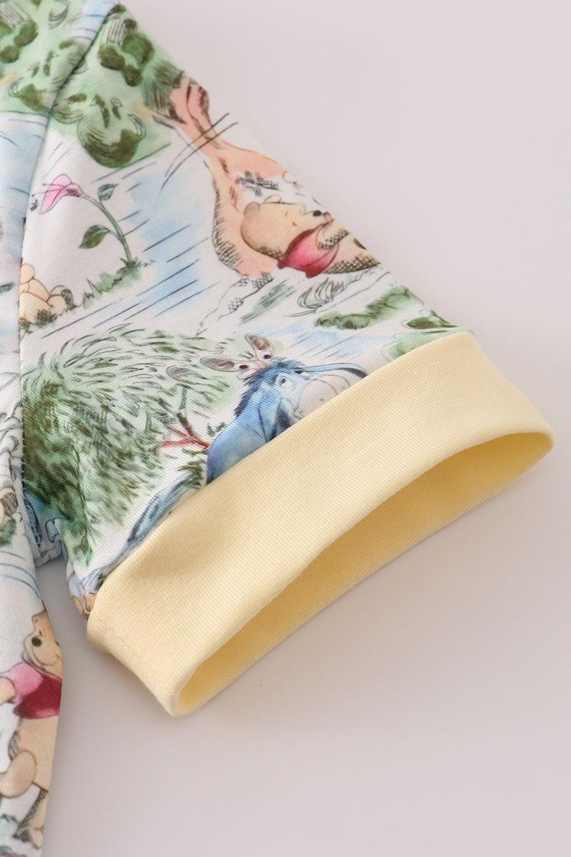 Yellow character print shorts set Product Image