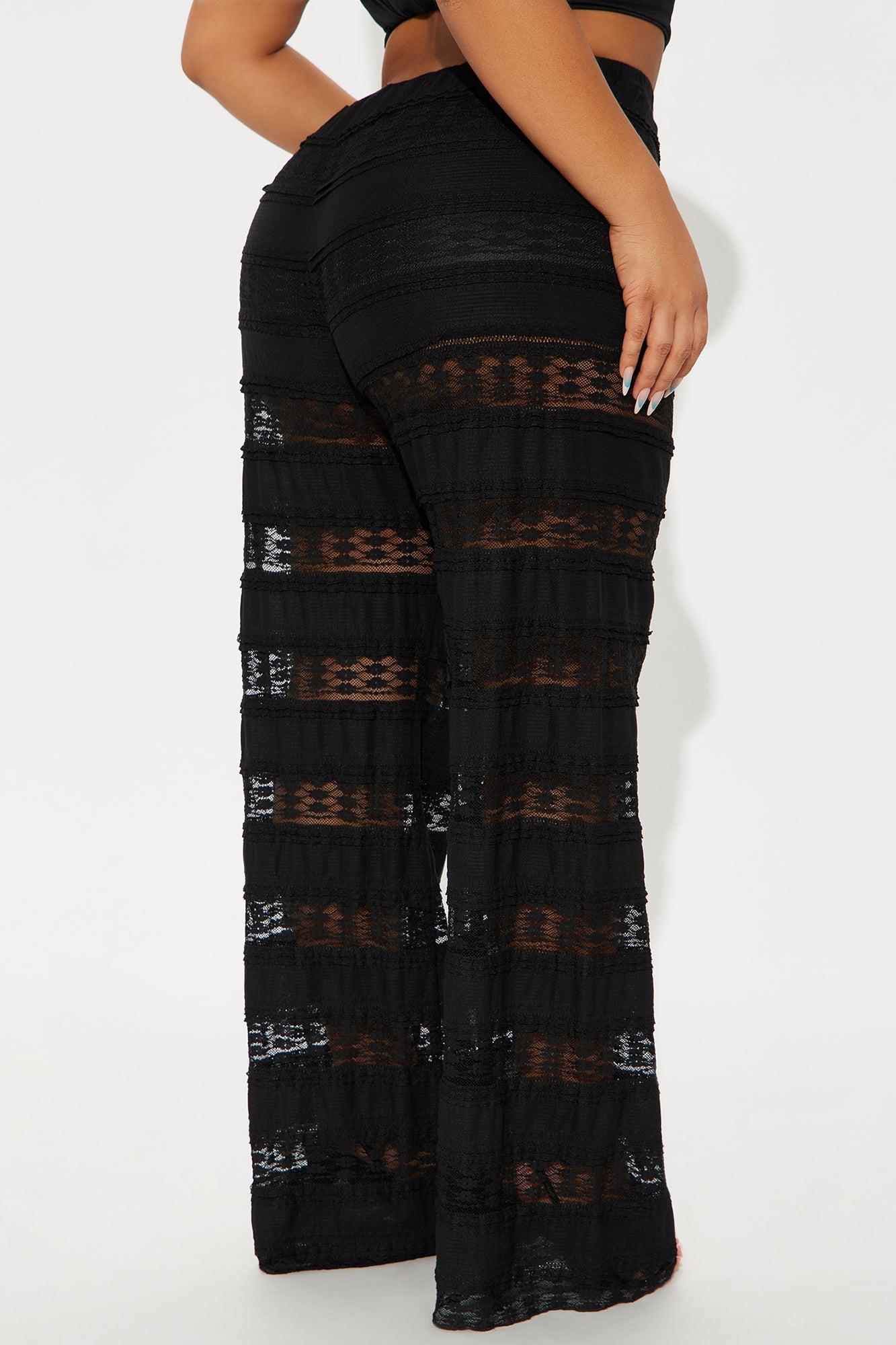 Draped In Lace Straight Leg Pant - Black Female Product Image
