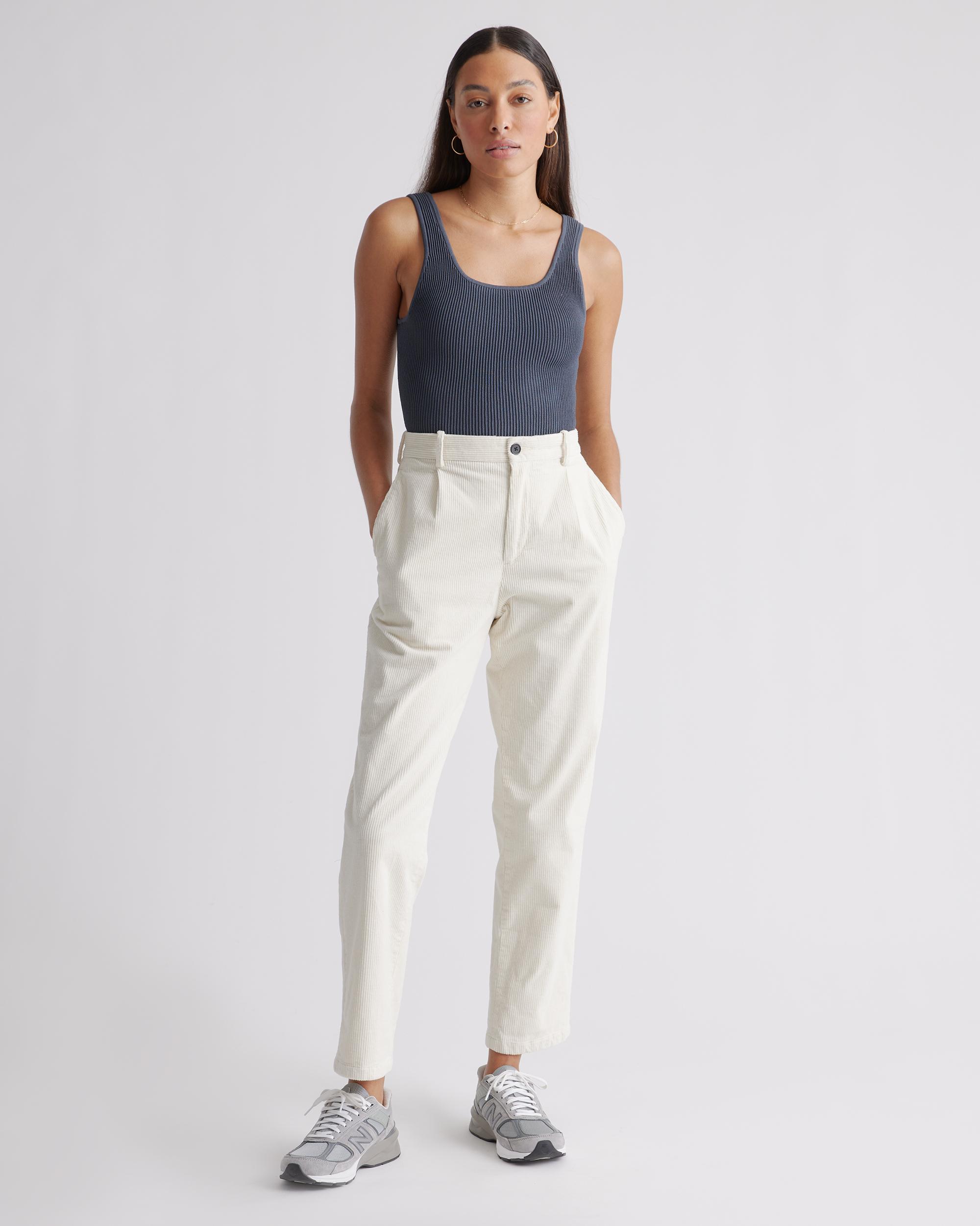 Quince | Women's Cropped Square Neck Ribbed Knit Tank Top Size XL, Recycled nylon/polyester/spandex Product Image