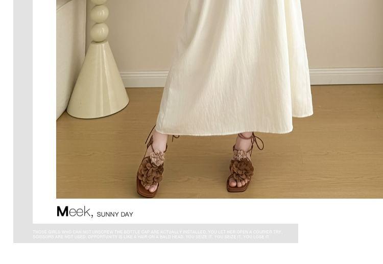 Maternity Short Sleeve Round Neck Shell Detail Maxi A-Line Dress Product Image