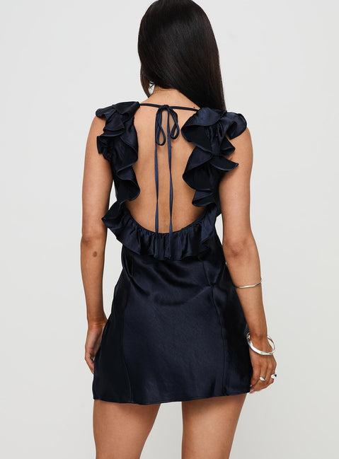 Butacup Frill Mini Dress Navy Product Image