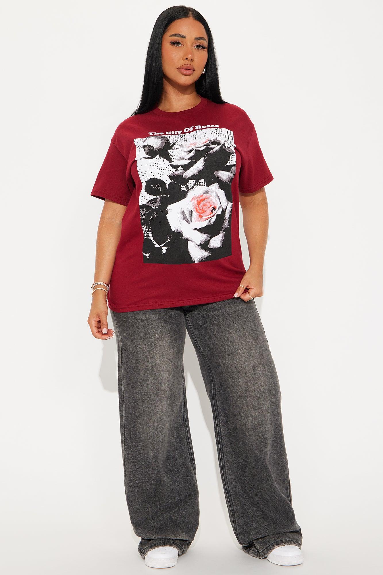 City Of Roses Oversized Tee - Burgundy Female Product Image