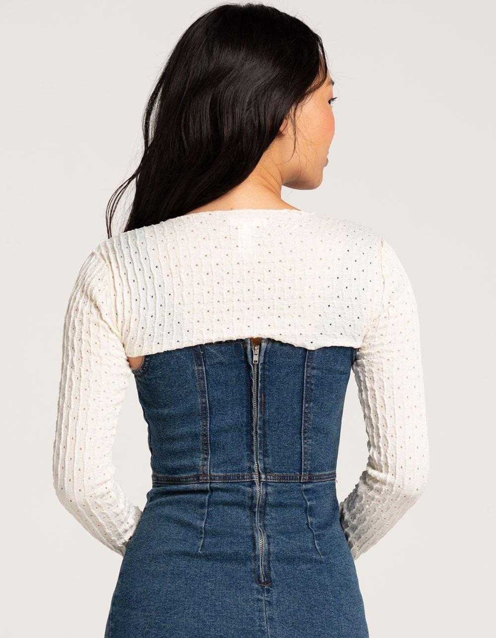 FULL TILT Womens Texture Shrug - IVORY Product Image