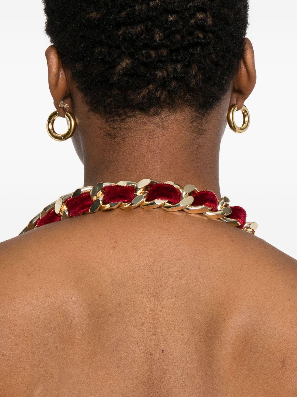 chain-detail velvet mini dress Product Image