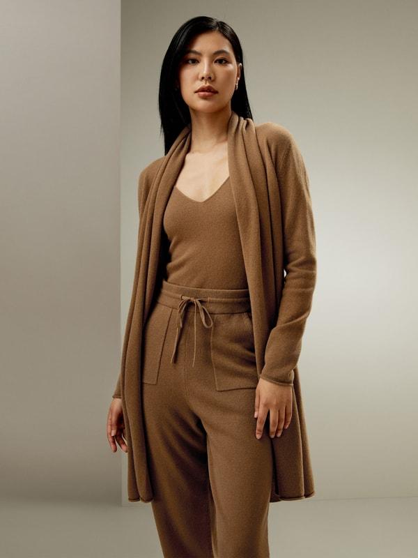LILYSILK Cashmere Cardigan Women - Toffee Pure Cashmere - Soft Relaxed Fit Cardigan XL Product Image
