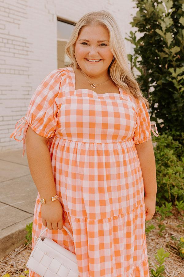 Sunkist Stroll Gingham Midi Dress Curves Product Image