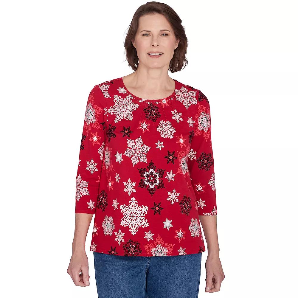Women's Alfred Dunner Classic Snowflake Top, Size: XL Product Image