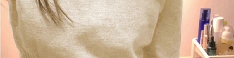 Long-Sleeve Polo-Neck Plain Sweater Product Image