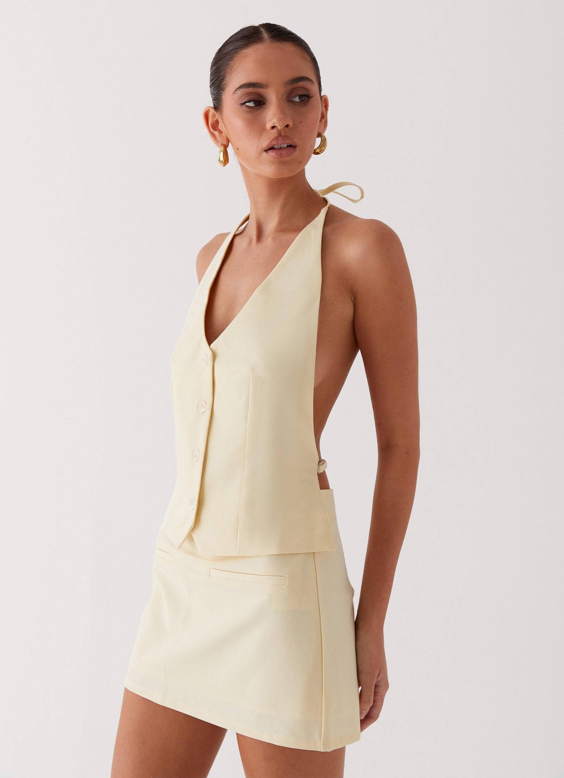 Sarah Halterneck Vest Top - Butter Product Image