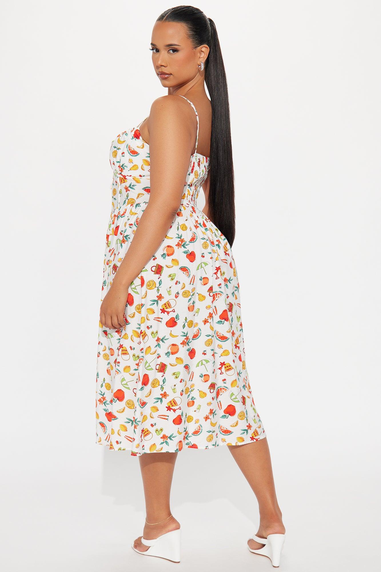 Day At The Beach Corset Midi Dress - Multi Color Product Image