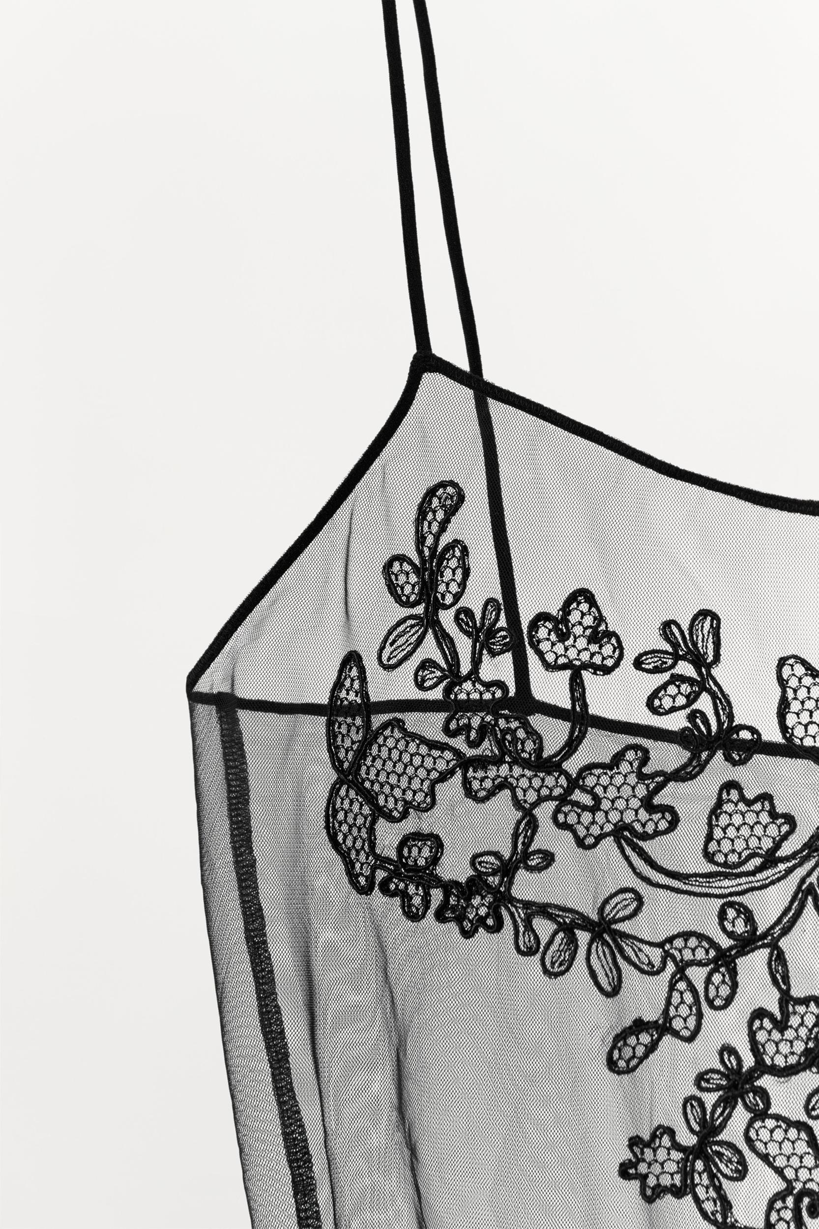 FLORAL EMBROIDERY MESH BODYSUIT Product Image