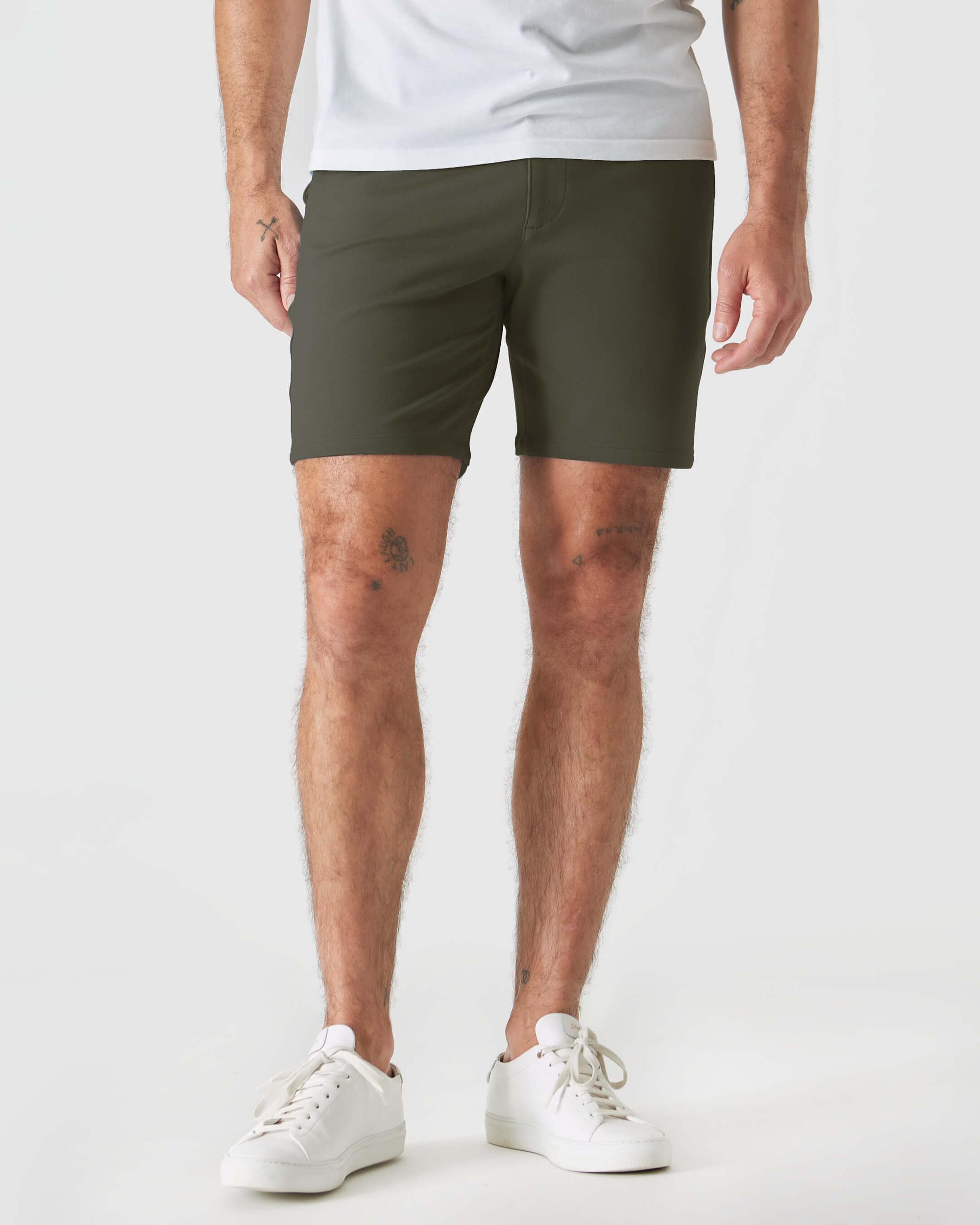 7" Military Green Comfort Knit Chino Shorts Product Image