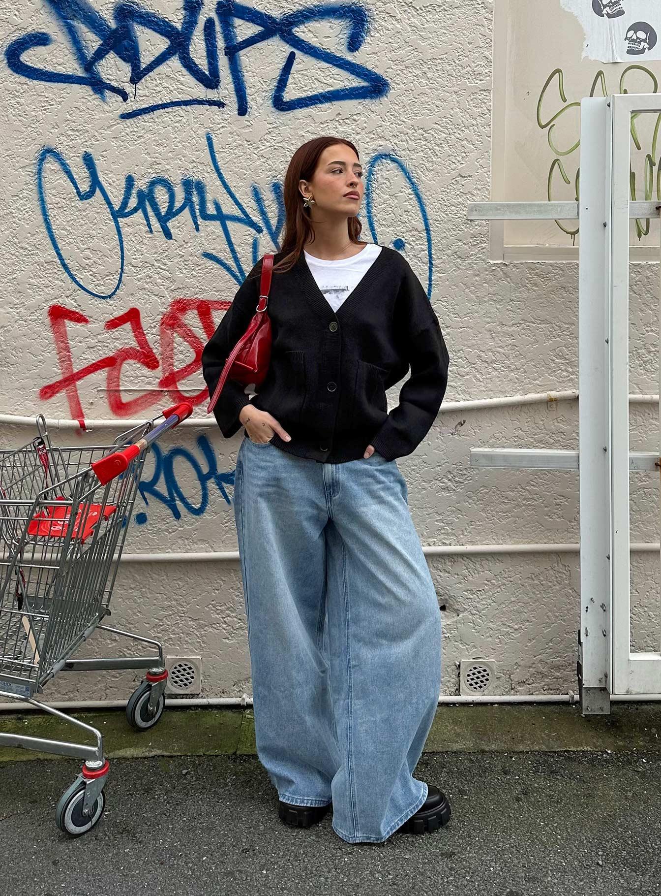 Naylor Mid Rise Wide Leg Jeans Light Blue Wash Product Image