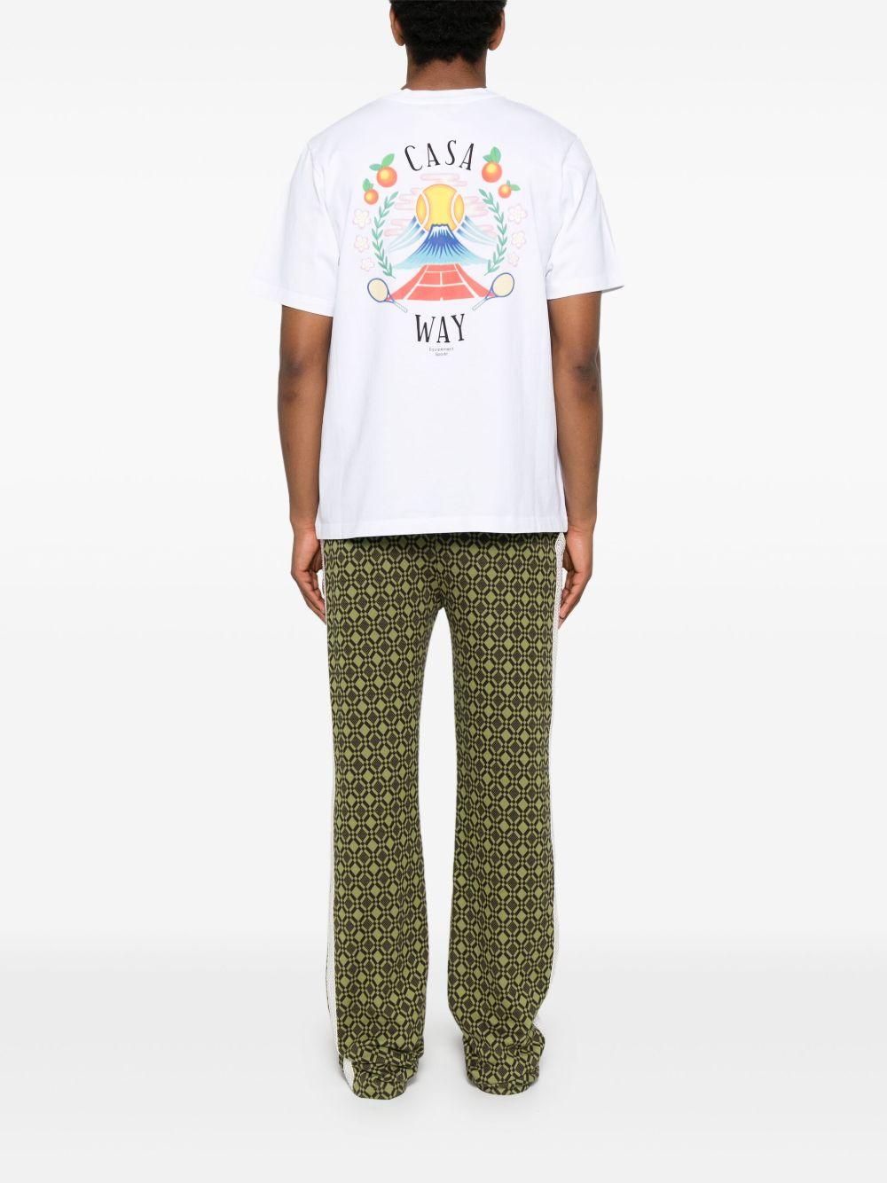 CASABLANCA T-shirt Girocollo Con Logo Sul Fronte In Cotone Bianca Uomo In Neutral Product Image