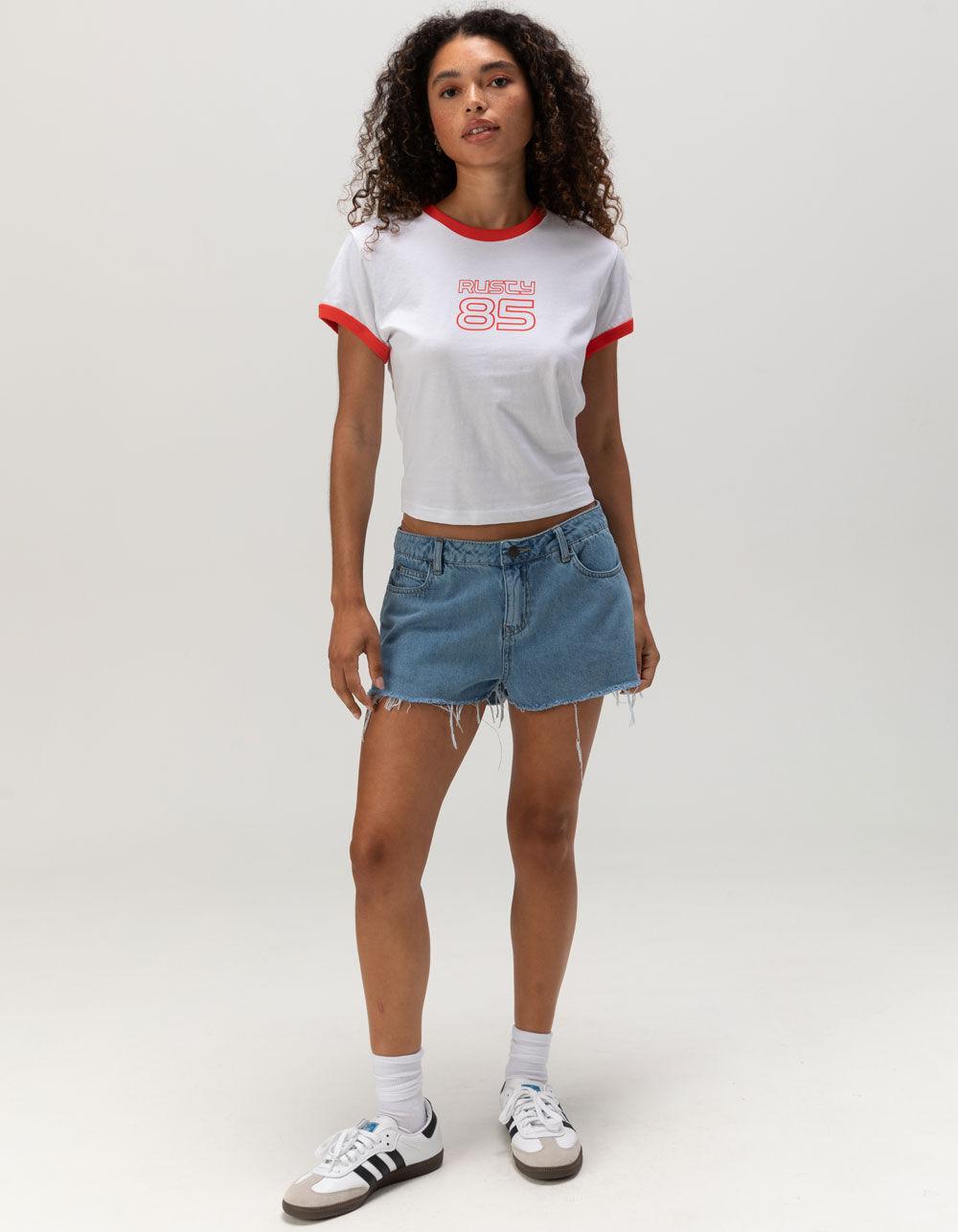 RUSTY 1985 Womens Skimmer Ringer Tee - WHITE Product Image