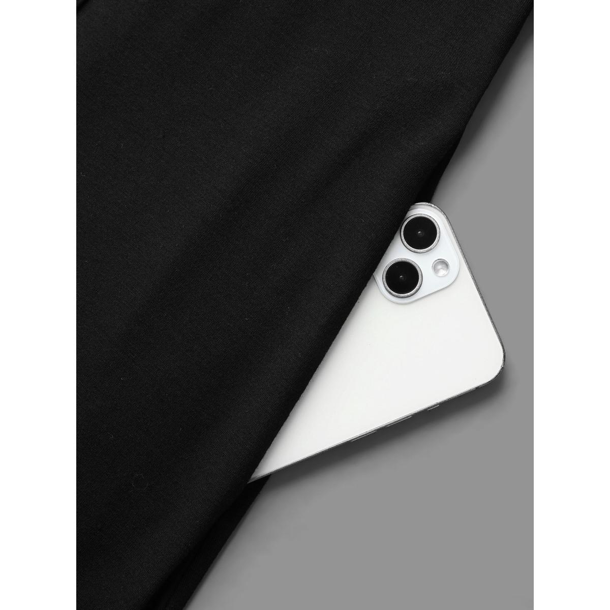 Plus Size Square Neck Color Block Button Detail Dress Black Women Elegant Gathered Knit Dresses Bloomchic 10/M Product Image