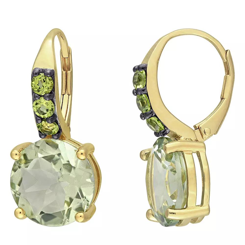 Stella Grace 18K Gold Over Silver Green Quartz & Peridot Leverback Earrings, Women's, Gold Tone Product Image