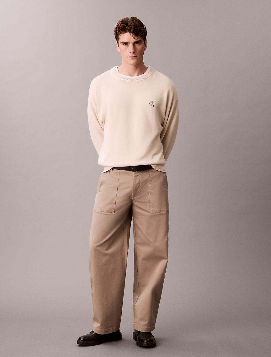Cotton Relaxed Crewneck Sweater Product Image