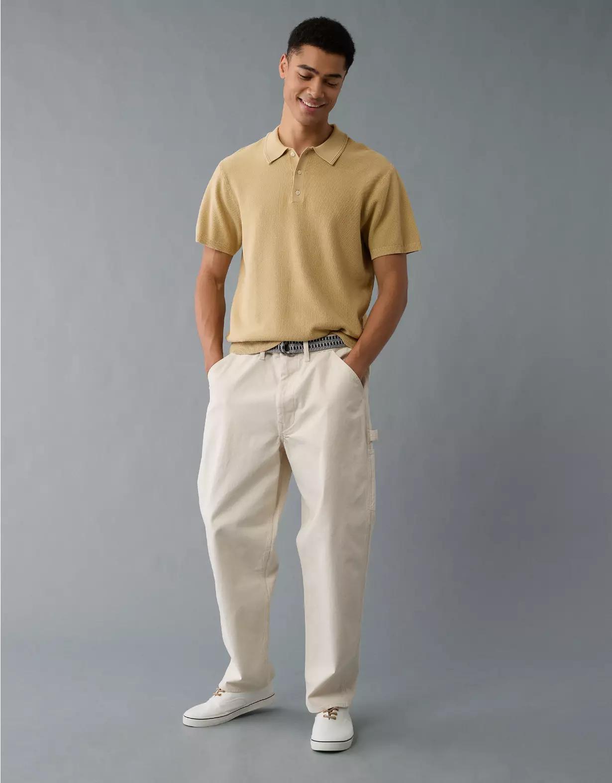 AE Weekend Washed Sweater Polo Shirt Product Image