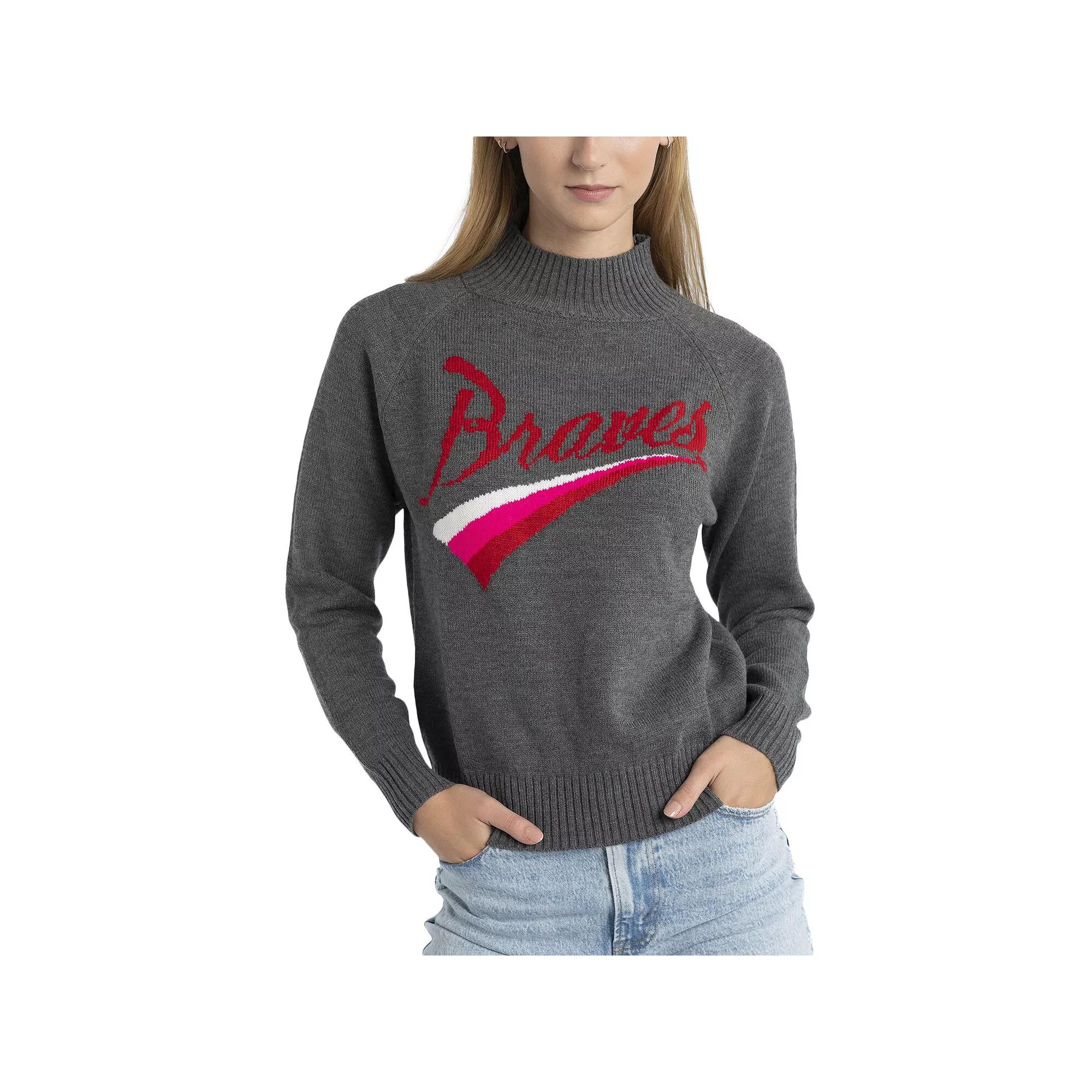 Women's Lusso Gray Atlanta Braves Serena Raglan Pullover Sweater,  Product Image