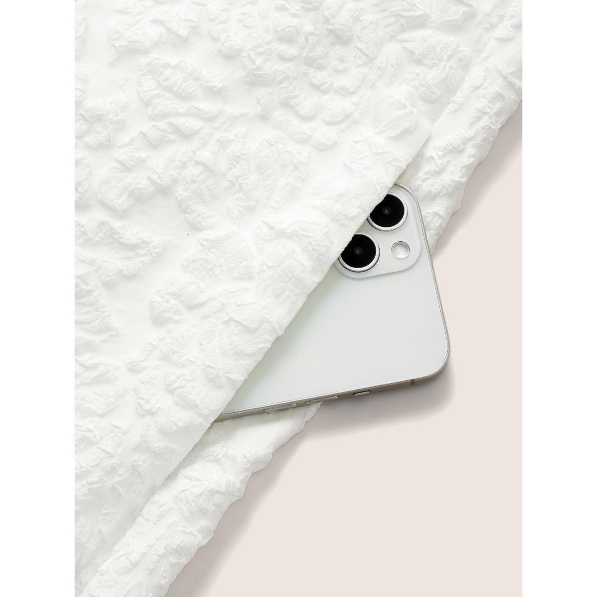 Plus Size Textured Solid Pocket Square Neck Tank Dress White Women Elegant Texture Square Neck Sleeveless Curvy Midi Dress BloomChic 22-24/3X Product Image