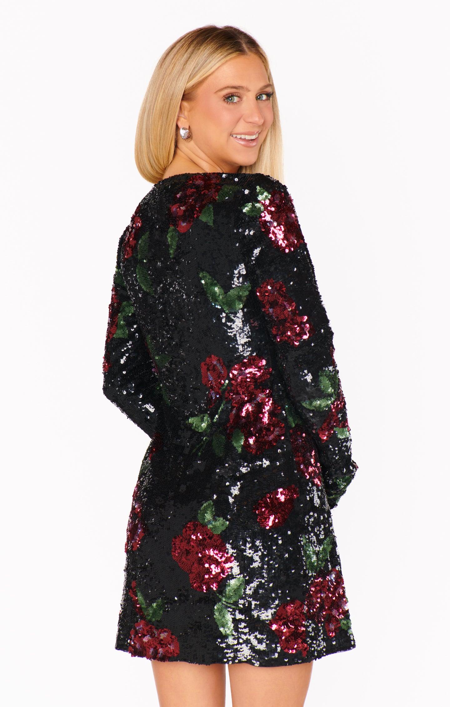 Out Tonight Mini Dress ~ Send Me Roses Sequins Product Image
