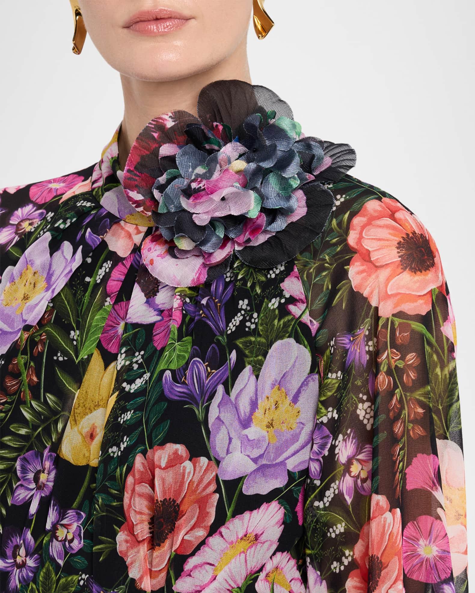 Floral-Print Chiffon Gown Product Image