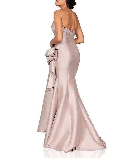 Terani Couture Mikado Strapless Side Ruffle A-Line Long Gown Product Image