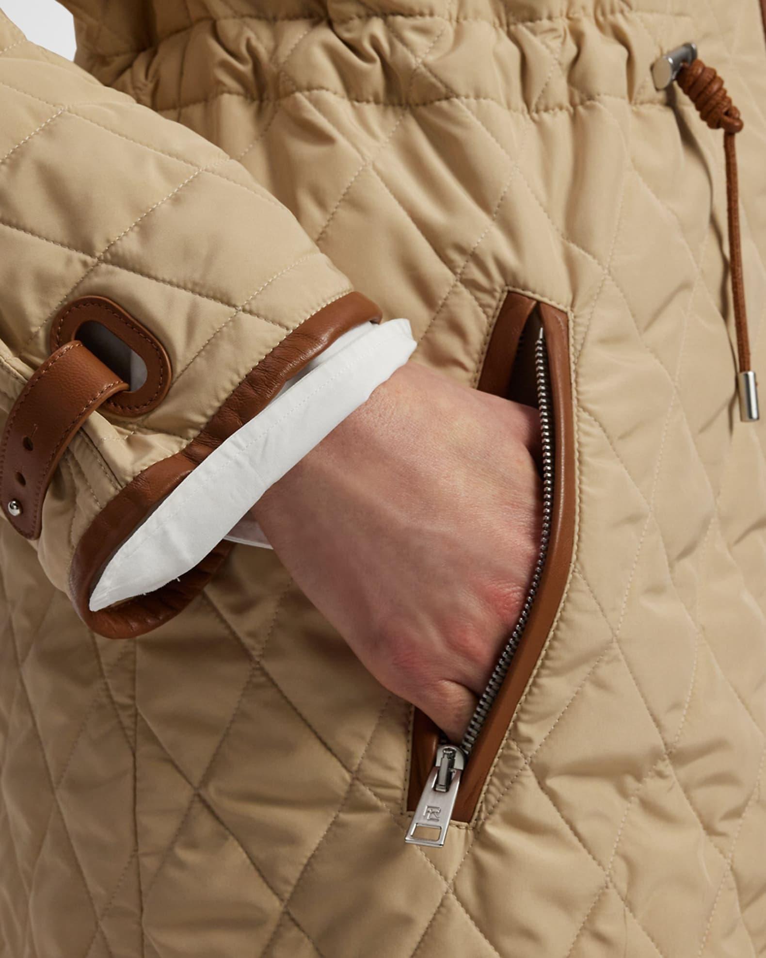 Saundra Quilted Leather-Trim Coat Product Image