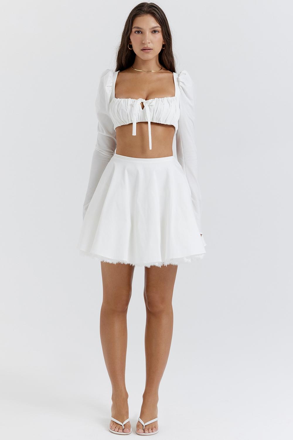 Nahla  white bow mini skirt Product Image