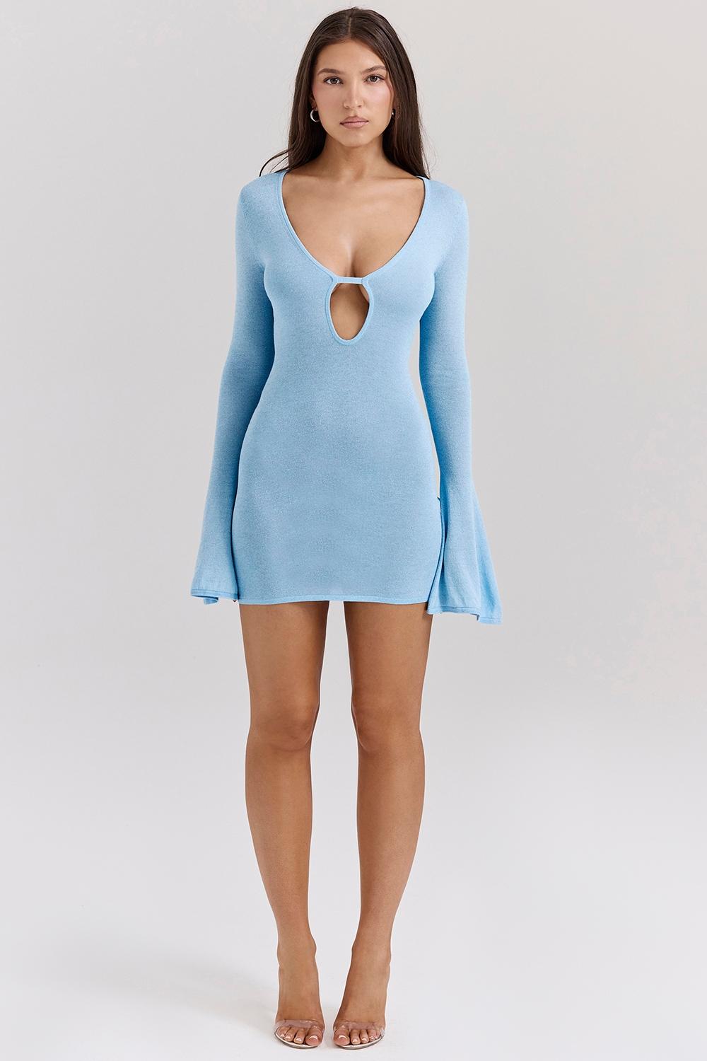 Noya  ocean blue knit mini dress - sale Product Image