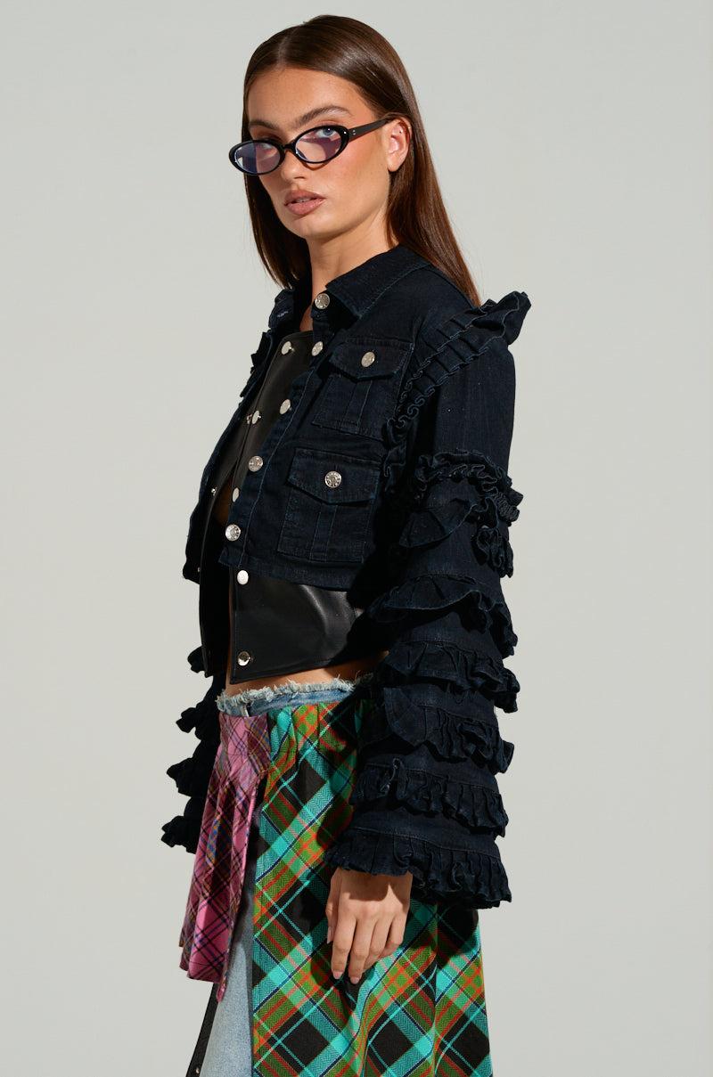 FELICITY STATEMENT SLEEVE DENIM JACKET Product Image