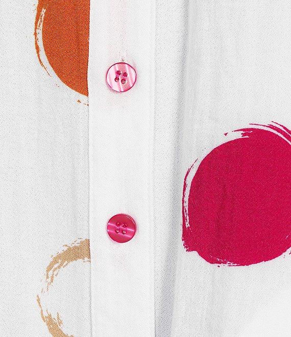 Ali Miles Dotted Y-Neck 3/4 Sleeve Hi-Low Popover Top Product Image